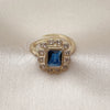 Anillo Multi Piedra 01.196.0032.2 Oro Laminado, Diseño de Cluster, con Zafiro Azul and Blanca Zirconia Cubica, Pulido, Tono Dorado (One size fits all)