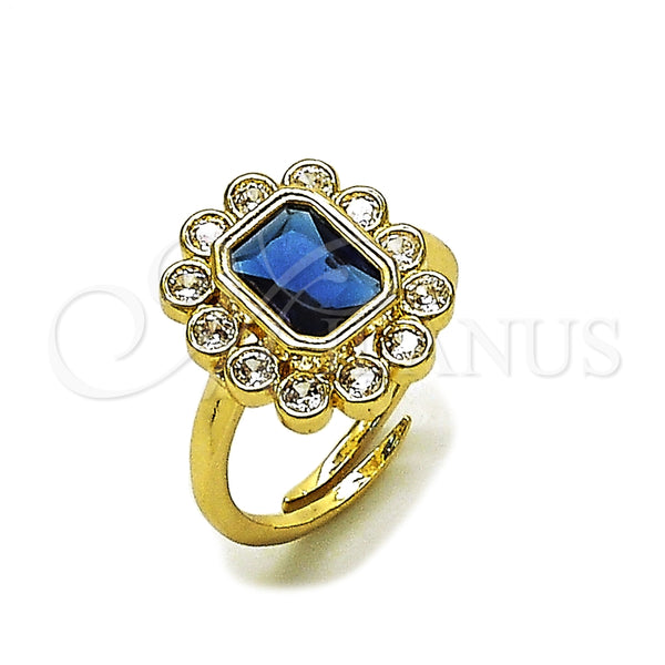 Anillo Multi Piedra 01.196.0032.2 Oro Laminado, Diseño de Cluster, con Zafiro Azul and Blanca Zirconia Cubica, Pulido, Tono Dorado (One size fits all)