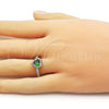 Anillo Multi Piedra 01.196.0033 Oro Laminado, Diseño de Corazón y Cluster, con Verde and Blanca Zirconia Cubica, Pulido, Tono Dorado (One size fits all)