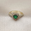 Anillo Multi Piedra 01.196.0033 Oro Laminado, Diseño de Corazón y Cluster, con Verde and Blanca Zirconia Cubica, Pulido, Tono Dorado (One size fits all)