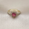 Anillo Multi Piedra 01.196.0033.1 Oro Laminado, Diseño de Corazón y Cluster, con Rubi and Blanca Zirconia Cubica, Pulido, Tono Dorado (One size fits all)
