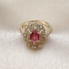 Anillo Multi Piedra 01.196.0035 Oro Laminado, Diseño de Cruz y Cluster, con Rubi and Blanca Zirconia Cubica, Pulido, Tono Dorado (One size fits all)