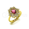 Anillo Multi Piedra 01.196.0035 Oro Laminado, Diseño de Cruz y Cluster, con Rubi and Blanca Zirconia Cubica, Pulido, Tono Dorado (One size fits all)