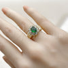 Anillo Multi Piedra 01.196.0036 Oro Laminado, Diseño de Cluster, con Verde and Blanca Zirconia Cubica, Pulido, Tono Dorado (One size fits all)