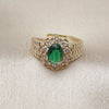 Anillo Multi Piedra 01.196.0036 Oro Laminado, Diseño de Cluster, con Verde and Blanca Zirconia Cubica, Pulido, Tono Dorado (One size fits all)