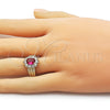 Anillo Multi Piedra 01.196.0036.1 Oro Laminado, Diseño de Cluster, con Rubi and Blanca Zirconia Cubica, Pulido, Tono Dorado (One size fits all)
