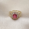 Anillo Multi Piedra 01.196.0036.1 Oro Laminado, Diseño de Cluster, con Rubi and Blanca Zirconia Cubica, Pulido, Tono Dorado (One size fits all)