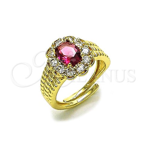 Anillo Multi Piedra 01.196.0036.1 Oro Laminado, Diseño de Cluster, con Rubi and Blanca Zirconia Cubica, Pulido, Tono Dorado (One size fits all)