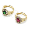 Anillo Multi Piedra 01.196.0036.1 Oro Laminado, Diseño de Cluster, con Rubi and Blanca Zirconia Cubica, Pulido, Tono Dorado (One size fits all)
