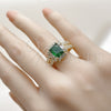 Anillo Multi Piedra 01.196.0037 Oro Laminado, Diseño de Cluster y Baguette, con Verde and Blanca Zirconia Cubica, Pulido, Tono Dorado (One size fits all)
