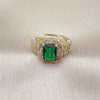 Anillo Multi Piedra 01.196.0037 Oro Laminado, Diseño de Cluster y Baguette, con Verde and Blanca Zirconia Cubica, Pulido, Tono Dorado (One size fits all)