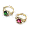 Anillo Multi Piedra 01.196.0037 Oro Laminado, Diseño de Cluster y Baguette, con Verde and Blanca Zirconia Cubica, Pulido, Tono Dorado (One size fits all)