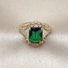 Anillo Multi Piedra 01.196.0038 Oro Laminado, Diseño de Cluster, con Verde and Blanca Zirconia Cubica, Pulido, Tono Dorado (One size fits all)