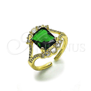 Anillo Multi Piedra 01.196.0038 Oro Laminado, Diseño de Cluster, con Verde and Blanca Zirconia Cubica, Pulido, Tono Dorado (One size fits all)