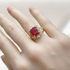 Anillo Multi Piedra 01.196.0038.1 Oro Laminado, Diseño de Cluster, con Granate and Blanca Zirconia Cubica, Pulido, Tono Dorado (One size fits all)