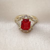 Anillo Multi Piedra 01.196.0038.1 Oro Laminado, Diseño de Cluster, con Granate and Blanca Zirconia Cubica, Pulido, Tono Dorado (One size fits all)