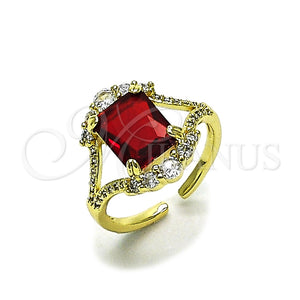 Anillo Multi Piedra 01.196.0038.1 Oro Laminado, Diseño de Cluster, con Granate and Blanca Zirconia Cubica, Pulido, Tono Dorado (One size fits all)
