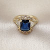 Anillo Multi Piedra 01.196.0038.2 Oro Laminado, Diseño de Cluster, con Zafiro Azul and Blanca Zirconia Cubica, Pulido, Tono Dorado (One size fits all)