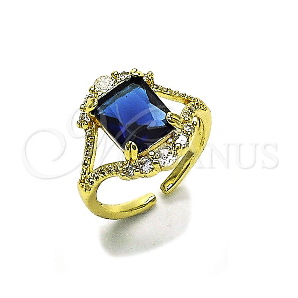 Anillo Multi Piedra 01.196.0038.2 Oro Laminado, Diseño de Cluster, con Zafiro Azul and Blanca Zirconia Cubica, Pulido, Tono Dorado (One size fits all)