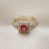 Anillo Multi Piedra 01.196.0041 Oro Laminado, Diseño de Cluster, con Rubi and Blanca Zirconia Cubica, Pulido, Tono Dorado (One size fits all)