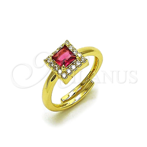 Anillo Multi Piedra 01.196.0041 Oro Laminado, Diseño de Cluster, con Rubi and Blanca Zirconia Cubica, Pulido, Tono Dorado (One size fits all)