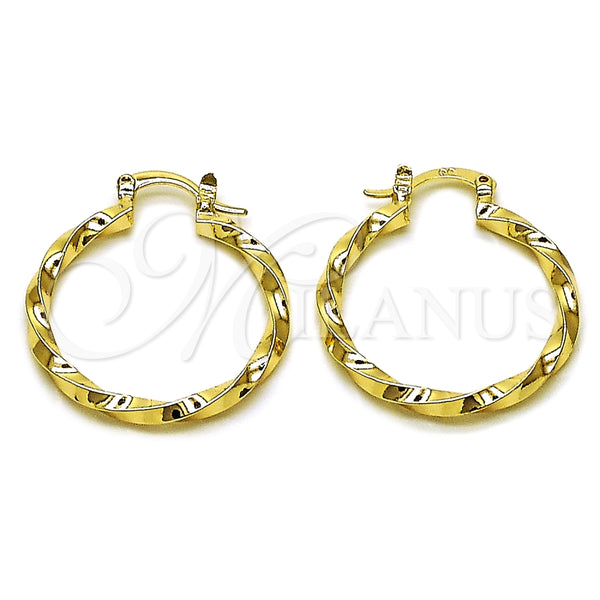 Argolla Mediana 02.170.0542.30 Oro Laminado, Diseño de Torcido, Pulido, Tono Dorado