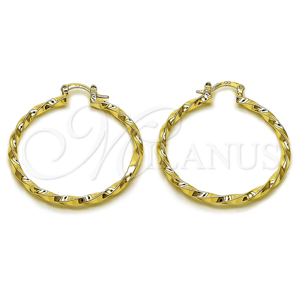 Argolla Mediana 02.170.0542.40 Oro Laminado, Diseño de Torcido, Pulido, Tono Dorado