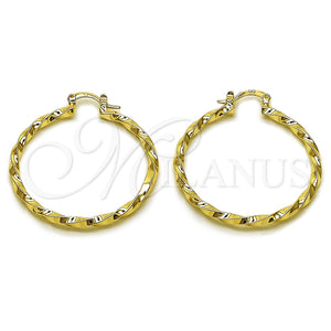 Argolla Mediana 02.170.0542.40 Oro Laminado, Diseño de Torcido, Pulido, Tono Dorado