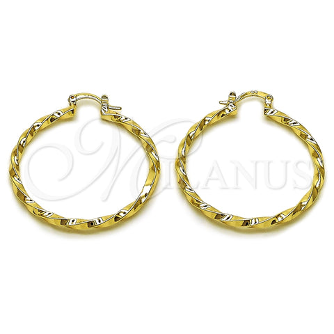 Argolla Mediana 02.170.0542.40 Oro Laminado, Diseño de Torcido, Pulido, Tono Dorado
