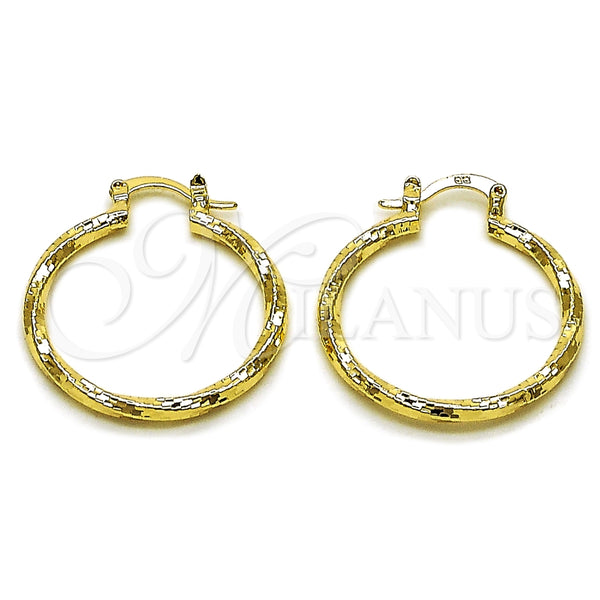 Argolla Mediana 02.170.0543.30 Oro Laminado, Diseño de Torcido, Diamantado, Tono Dorado