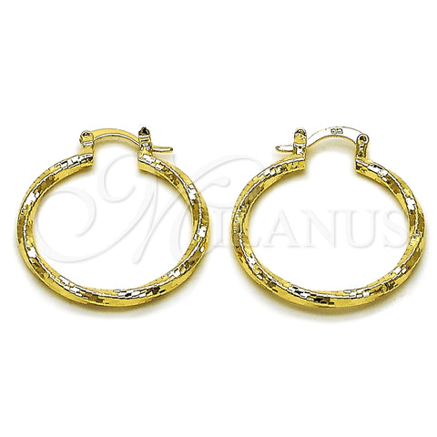 Argolla Mediana 02.170.0543.30 Oro Laminado, Diseño de Torcido, Diamantado, Tono Dorado