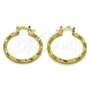 Argolla Mediana 02.170.0543.30 Oro Laminado, Diseño de Torcido, Diamantado, Tono Dorado