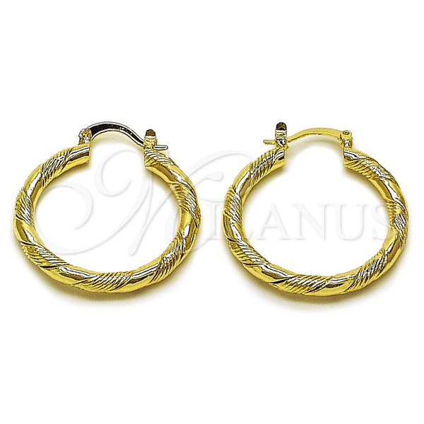 Argolla Mediana 02.170.0545.30 Oro Laminado, Diseño de Torcido, Diamantado, Tono Dorado