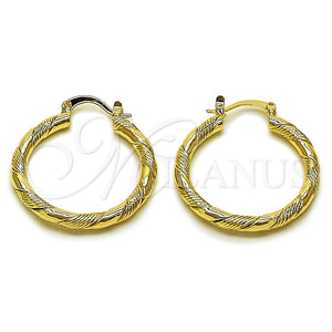 Argolla Mediana 02.170.0545.30 Oro Laminado, Diseño de Torcido, Diamantado, Tono Dorado