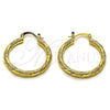 Argolla Mediana 02.170.0545.30 Oro Laminado, Diseño de Torcido, Diamantado, Tono Dorado