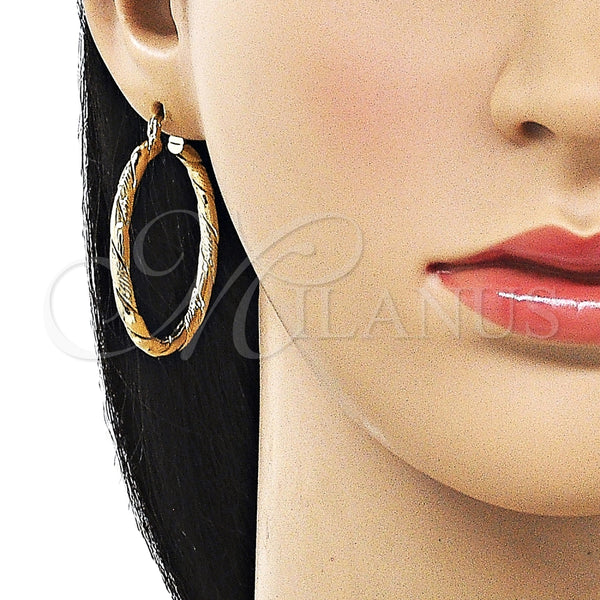 Argolla Mediana 02.170.0545.40 Oro Laminado, Diseño de Torcido, Diamantado, Tono Dorado