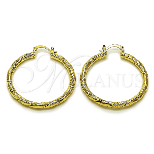 Argolla Mediana 02.170.0545.40 Oro Laminado, Diseño de Torcido, Diamantado, Tono Dorado