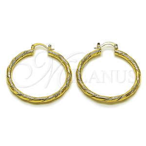 Argolla Mediana 02.170.0545.40 Oro Laminado, Diseño de Torcido, Diamantado, Tono Dorado