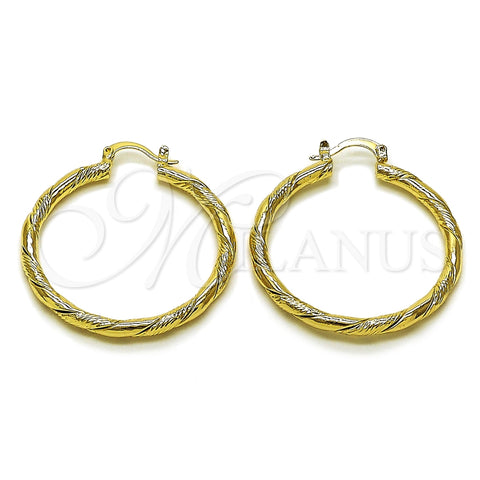 Argolla Mediana 02.170.0545.40 Oro Laminado, Diseño de Torcido, Diamantado, Tono Dorado