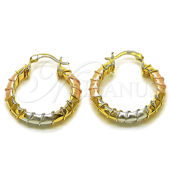 Argolla Mediana 02.170.0300.1.30 Oro Laminado, Diseño de Hueco, Pulido, Tres Tonos
