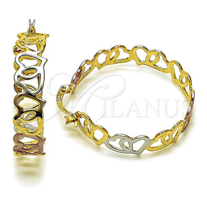 Argolla Mediana 02.170.0550.35 Oro Laminado, Diseño de Corazón, Pulido, Tres Tonos
