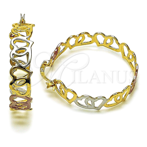 Argolla Mediana 02.170.0550.35 Oro Laminado, Diseño de Corazón, Pulido, Tres Tonos