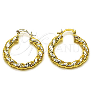 Argolla Mediana 02.170.0555.30 Oro Laminado, Diseño de Torcido y Hueco, Pulido, Tono Dorado