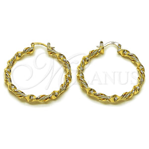Argolla Mediana 02.170.0556.40 Oro Laminado, Diseño de Torcido, Pulido, Tono Dorado