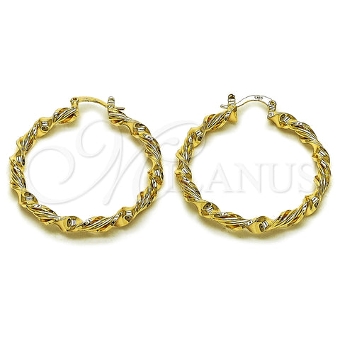 Argolla Mediana 02.170.0556.40 Oro Laminado, Diseño de Torcido, Pulido, Tono Dorado