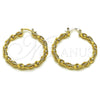 Argolla Mediana 02.170.0556.40 Oro Laminado, Diseño de Torcido, Pulido, Tono Dorado