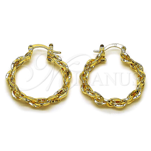 Argolla Mediana 02.170.0557.30 Oro Laminado, Diseño de Torcido, Diamantado, Tono Dorado