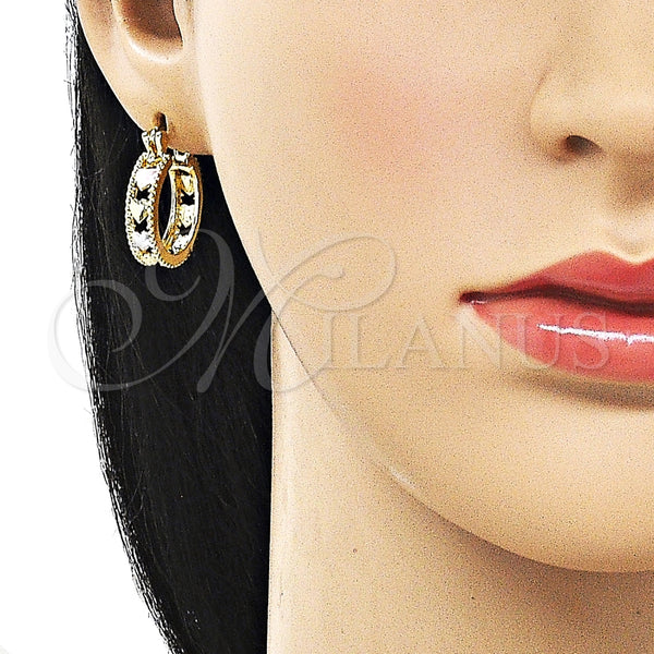 Argolla Pequeña 02.170.0559.20 Oro Laminado, Diseño de Corazón, Pulido, Tres Tonos
