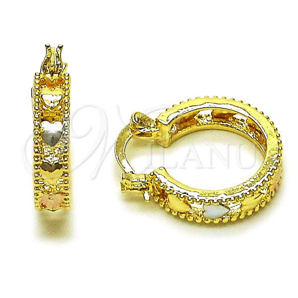 Argolla Pequeña 02.170.0559.20 Oro Laminado, Diseño de Corazón, Pulido, Tres Tonos