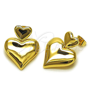 Arete Dormilona 02.170.0560 Oro Laminado, Diseño de Corazón, Pulido, Tono Dorado